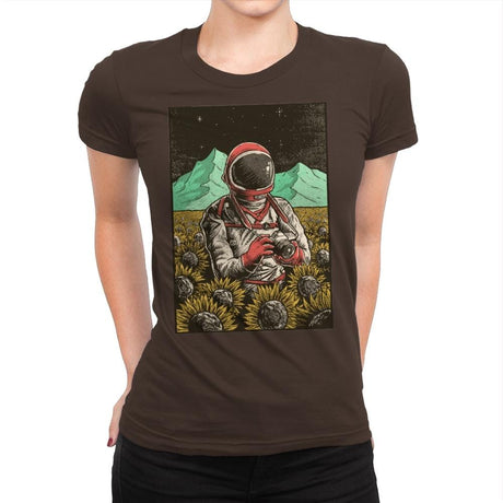 Outer Space Man - Womens Premium T-Shirts RIPT Apparel Small / Dark Chocolate