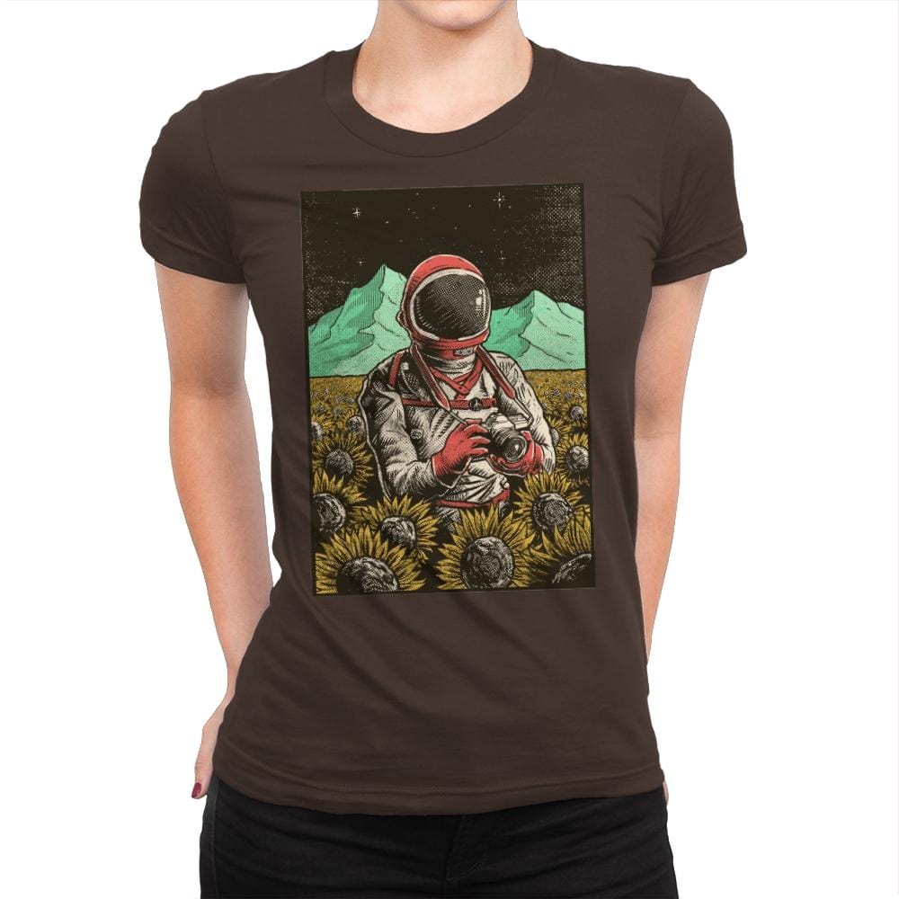 Outer Space Man - Womens Premium T-Shirts RIPT Apparel Small / Dark Chocolate