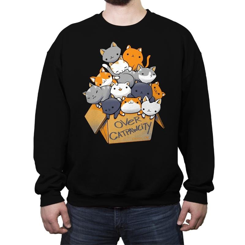 Over Catpawcity - Crew Neck Sweatshirt Crew Neck Sweatshirt RIPT Apparel Small / Black