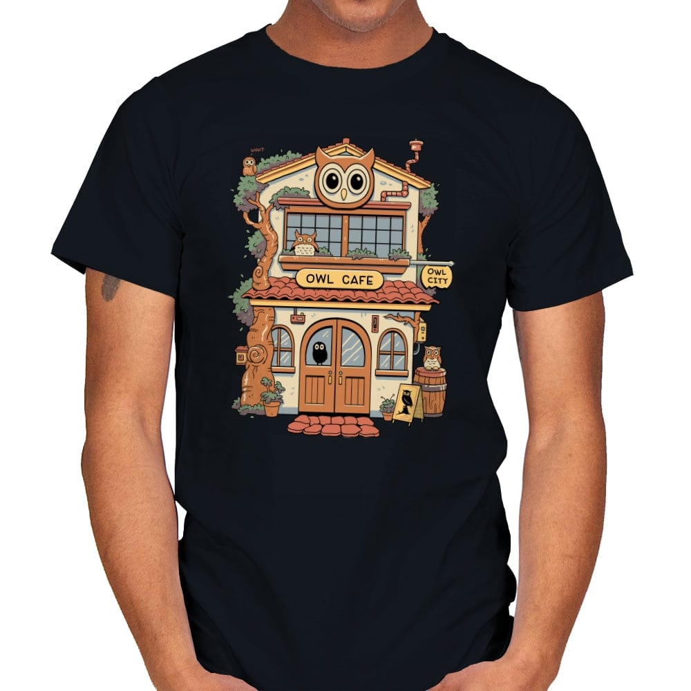 Owl Cafe - Mens T-Shirts RIPT Apparel Small / Black