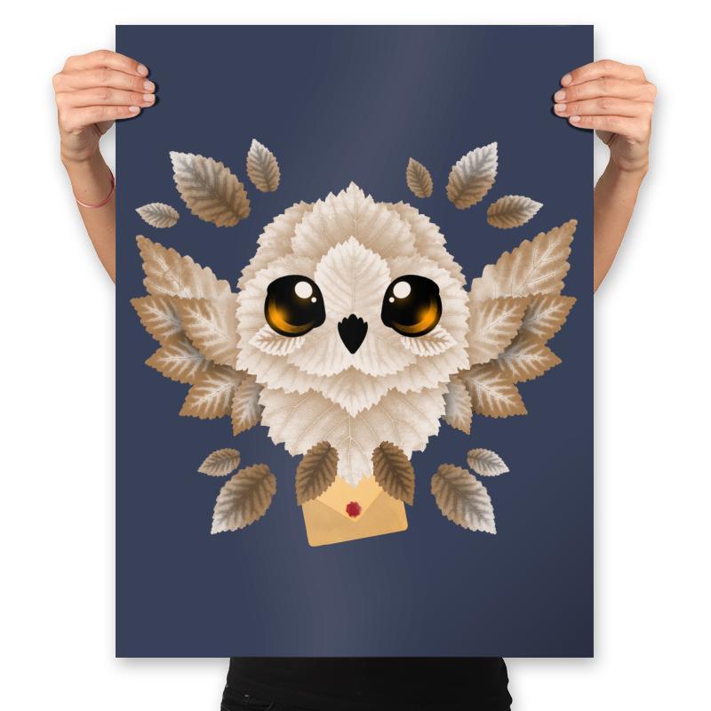 Owl mail of leaves - Prints Posters RIPT Apparel 18x24 / Navy