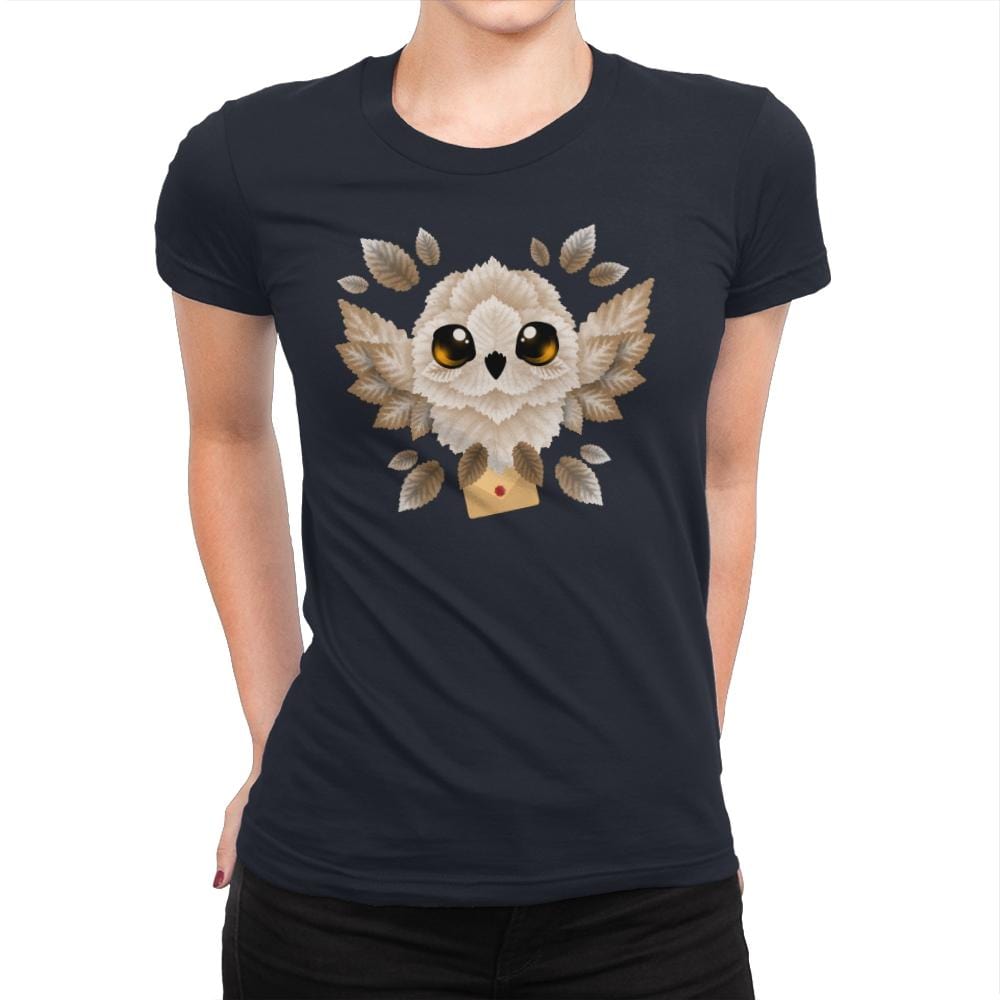 Owl mail of leaves - Womens Premium T-Shirts RIPT Apparel Small / Midnight Navy