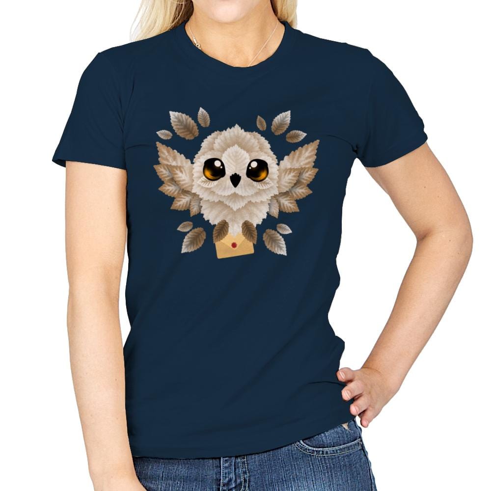 Owl mail of leaves - Womens T-Shirts RIPT Apparel Small / Navy