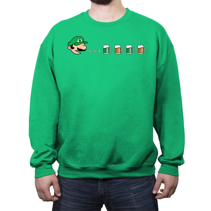 Pac-Luigi's St. Paddy's Day - Crew Neck Sweatshirt Crew Neck Sweatshirt RIPT Apparel Small / Irish Green