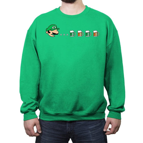 Pac-Luigi's St. Paddy's Day - Crew Neck Sweatshirt Crew Neck Sweatshirt RIPT Apparel Small / Irish Green