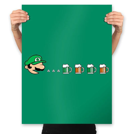 Pac-Luigi's St. Paddy's Day - Prints Posters RIPT Apparel 18x24 / Kelly
