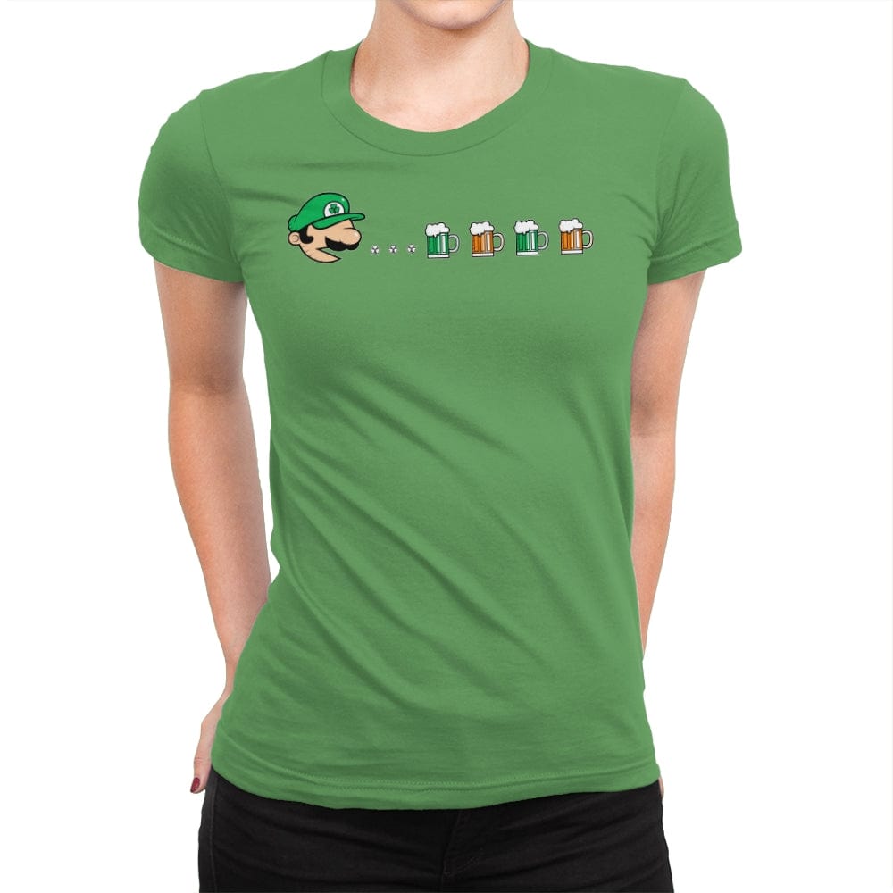 Pac-Luigi's St. Paddy's Day - Womens Premium T-Shirts RIPT Apparel Small / Kelly