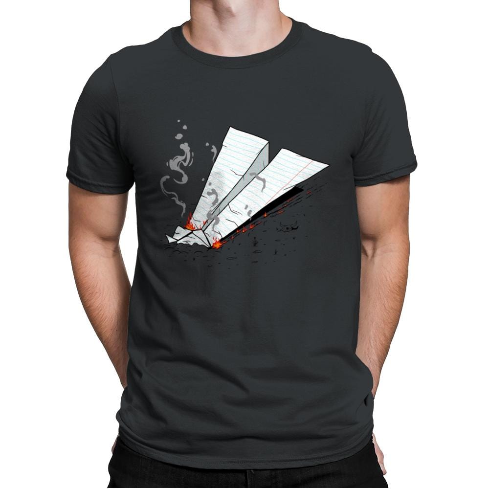 Paper Plane On Fire - Mens Premium T-Shirts RIPT Apparel Small / Heavy Metal