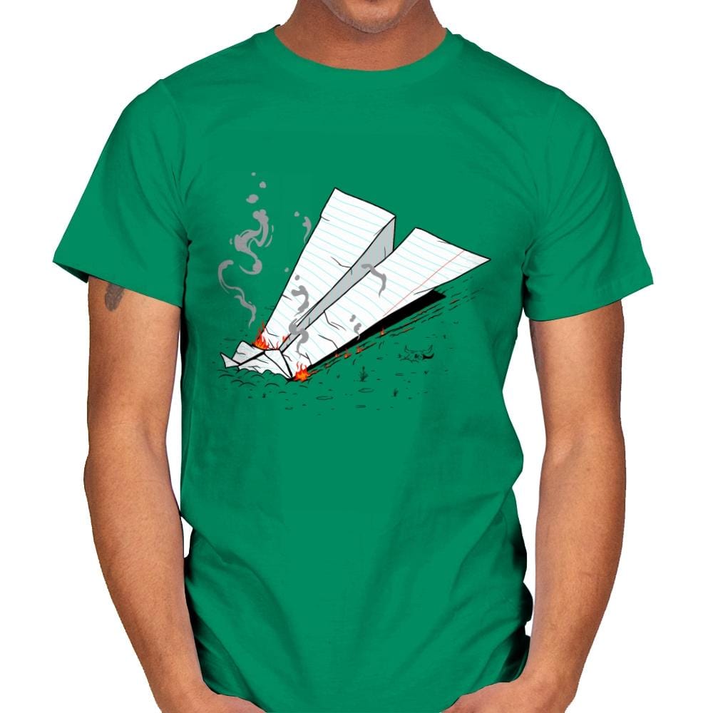 Paper Plane On Fire - Mens T-Shirts RIPT Apparel Small / Kelly Green