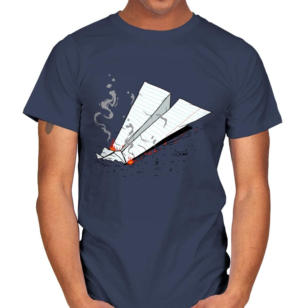 Paper Plane On Fire - Mens T-Shirts RIPT Apparel Small / Navy