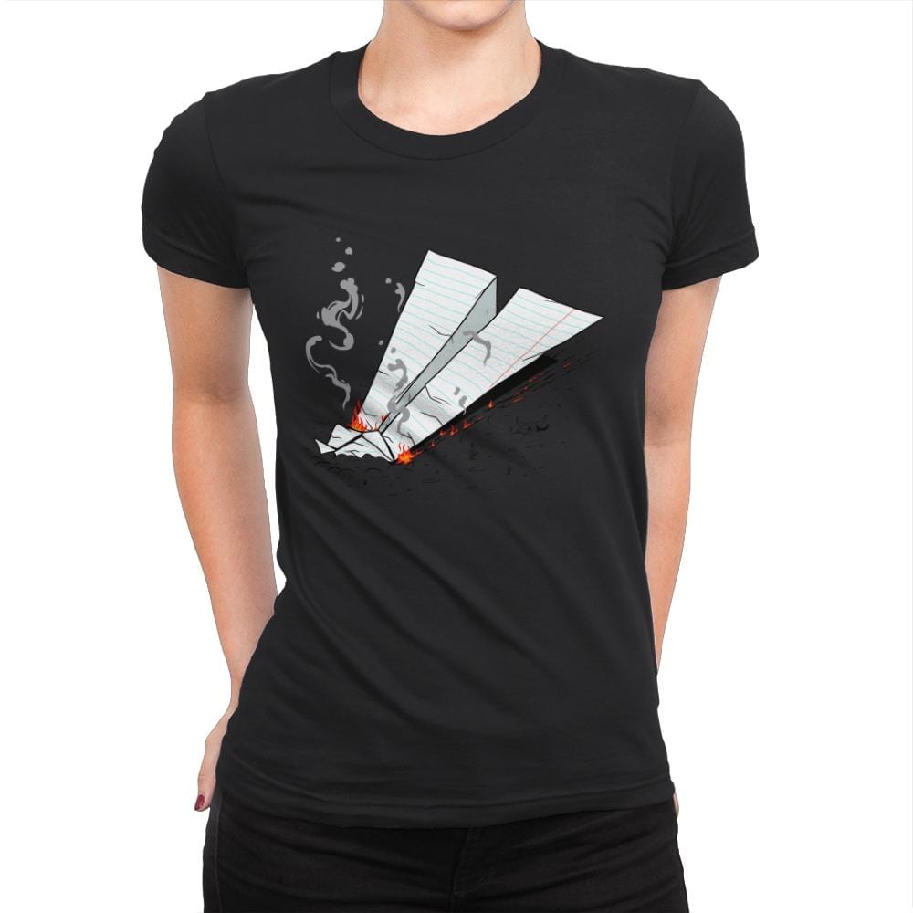 Paper Plane On Fire - Womens Premium T-Shirts RIPT Apparel Small / Black