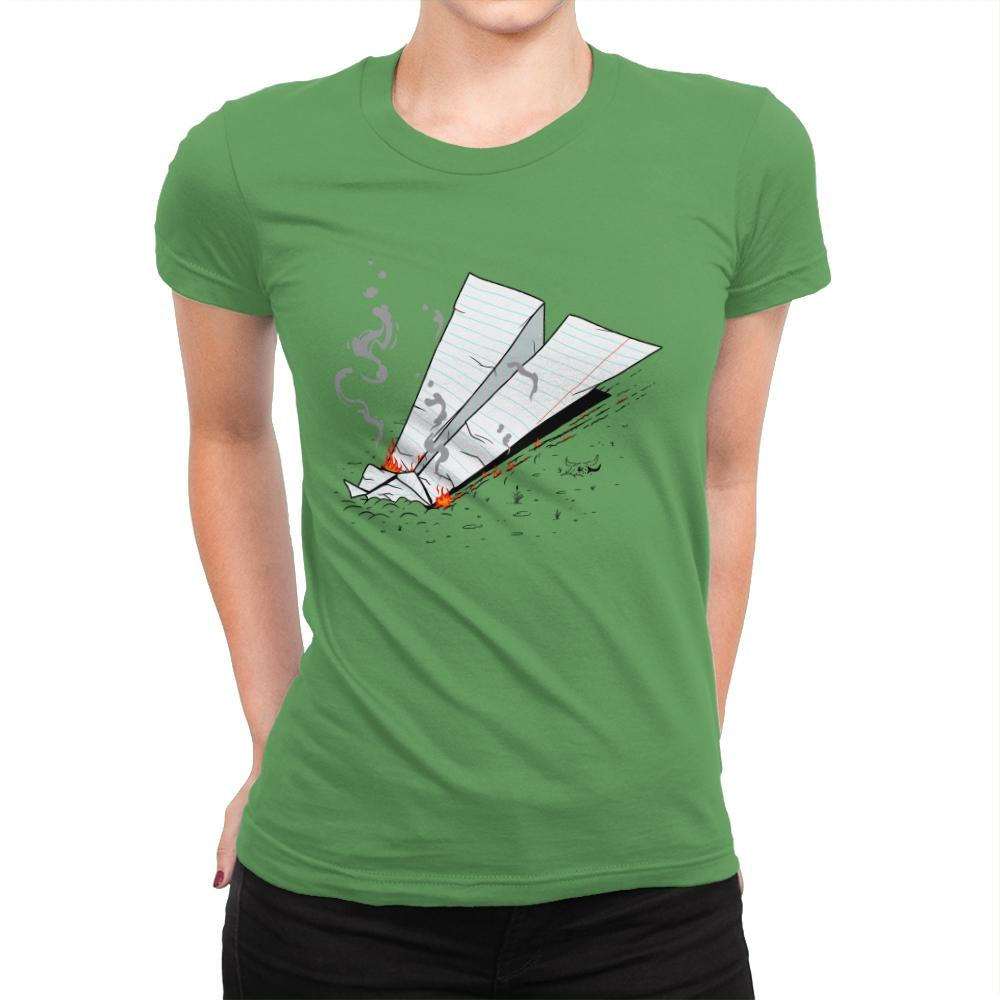 Paper Plane On Fire - Womens Premium T-Shirts RIPT Apparel Small / Kelly Green