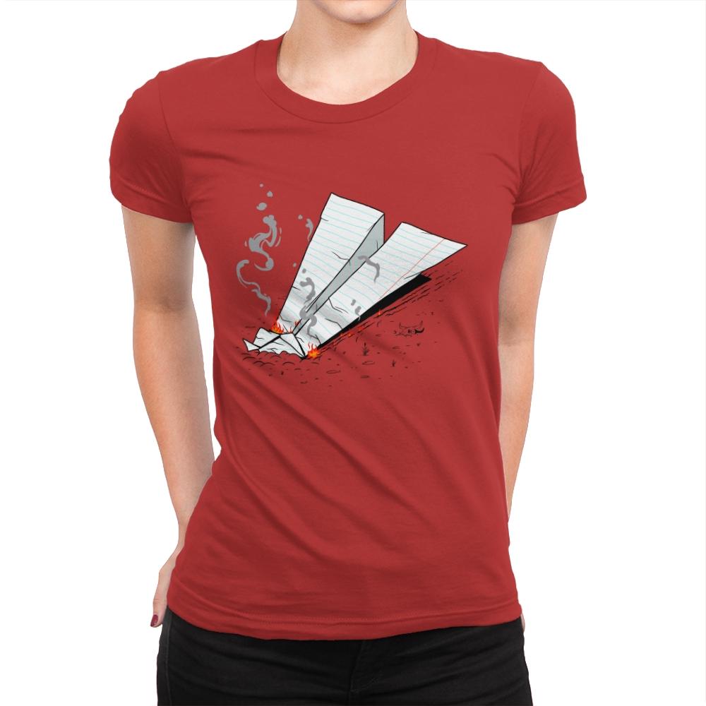 Paper Plane On Fire - Womens Premium T-Shirts RIPT Apparel Small / Red