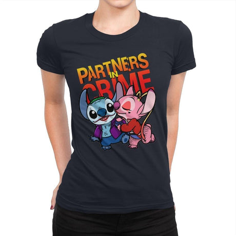 Partners in Crime - Womens Premium T-Shirts RIPT Apparel Small / Midnight Navy