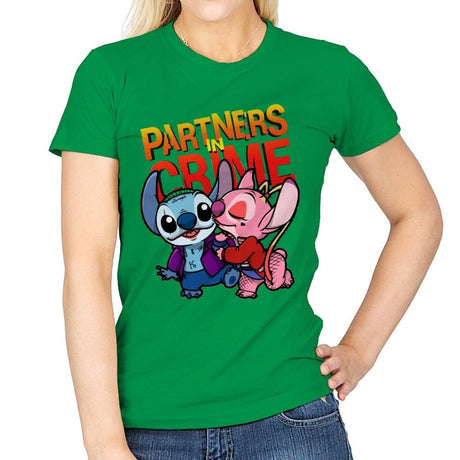 Partners in Crime - Womens T-Shirts RIPT Apparel Small / Irish Green