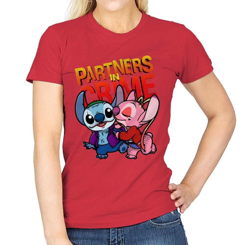 Partners in Crime - Womens T-Shirts RIPT Apparel Small / Red