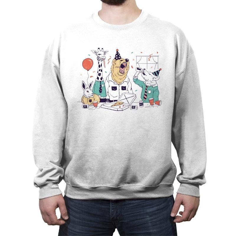 Party Animals! - Crew Neck Sweatshirt Crew Neck Sweatshirt RIPT Apparel Small / White