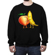 Peach and Banana Cute Friends - Crew Neck Sweatshirt Crew Neck Sweatshirt RIPT Apparel Small / Black