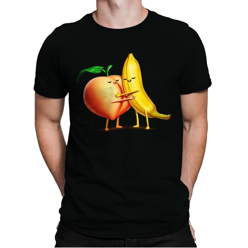 Peach and Banana Cute Friends - Mens Premium T-Shirts RIPT Apparel Small / Black