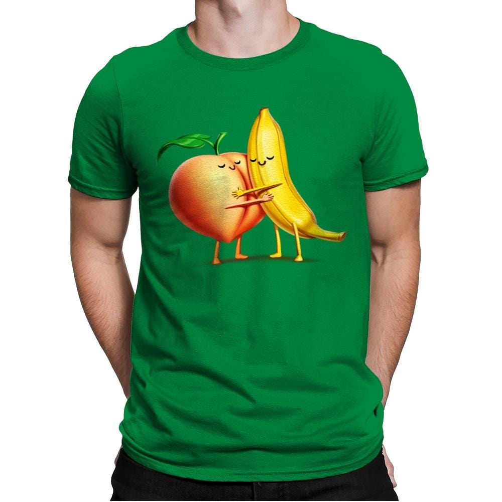 Peach and Banana Cute Friends - Mens Premium T-Shirts RIPT Apparel Small / Kelly