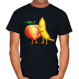 Peach and Banana Cute Friends - Mens T-Shirts RIPT Apparel Small / Black