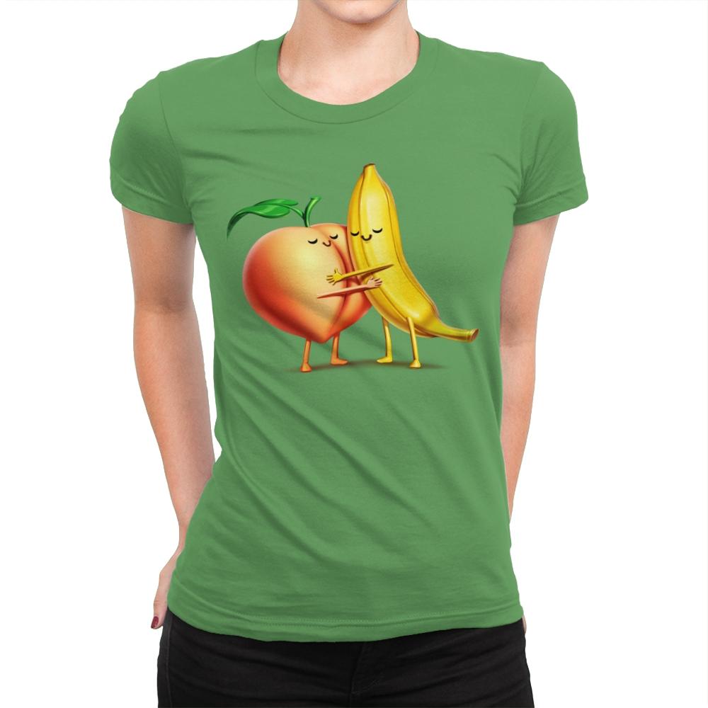 Peach and Banana Cute Friends - Womens Premium T-Shirts RIPT Apparel Small / Kelly
