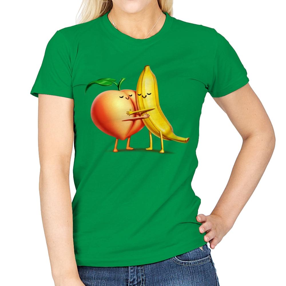 Peach and Banana Cute Friends - Womens T-Shirts RIPT Apparel Small / Irish Green