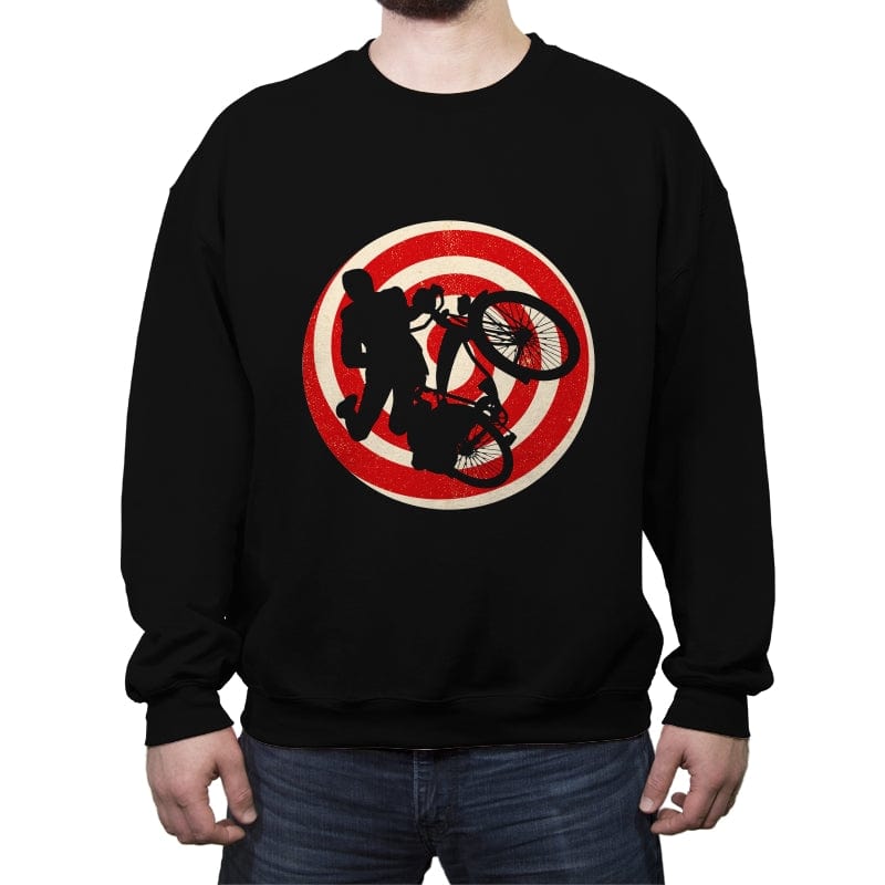 Pee Wee Herman On His Bike - Crew Neck Sweatshirt Crew Neck Sweatshirt RIPT Apparel Small / Black