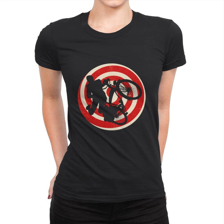 Pee Wee Herman On His Bike - Womens Premium T-Shirts RIPT Apparel Small / Black