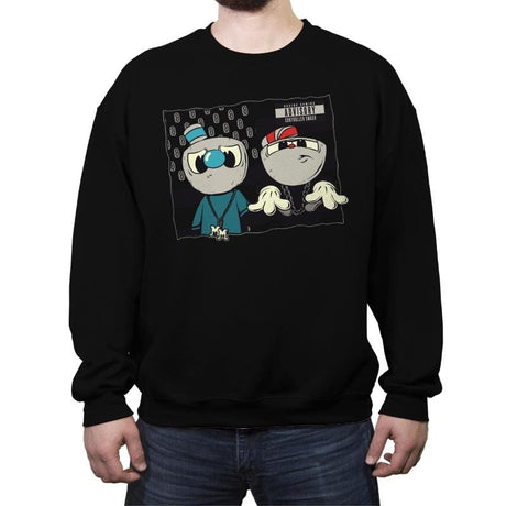 Pew Pew Bros - Crew Neck Sweatshirt Crew Neck Sweatshirt RIPT Apparel Small / Black