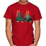 Philosoraptor Oil on Wood - Mens T-Shirts RIPT Apparel Small / Red