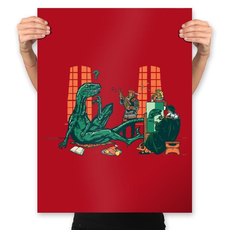 Philosoraptor Oil on Wood - Prints Posters RIPT Apparel 18x24 / Red