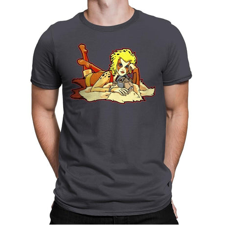 Pin-up Cheetah - Mens Premium T-Shirts RIPT Apparel Small / Heavy Metal