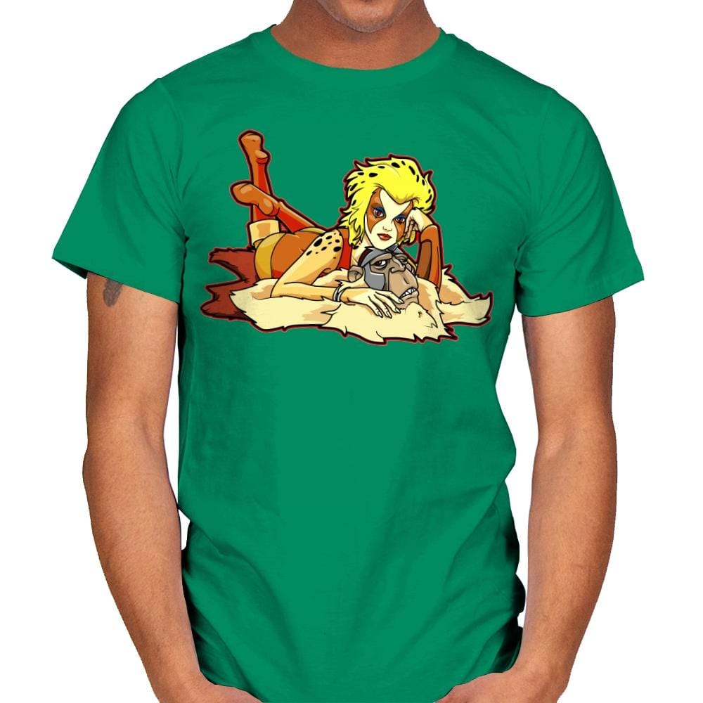 Pin-up Cheetah - Mens T-Shirts RIPT Apparel Small / Kelly Green