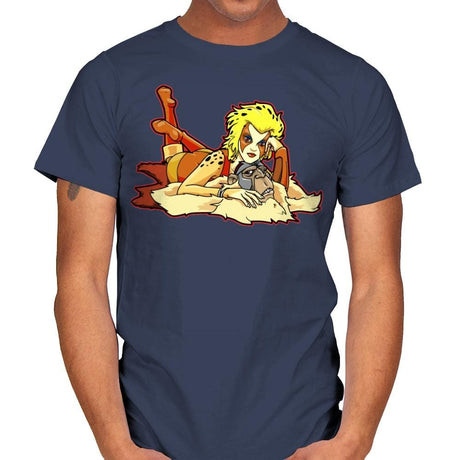 Pin-up Cheetah - Mens T-Shirts RIPT Apparel Small / Navy