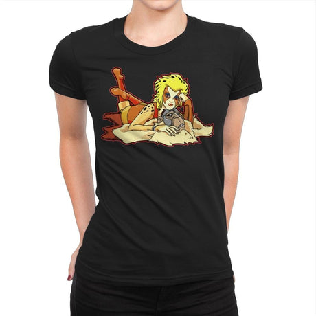 Pin-up Cheetah - Womens Premium T-Shirts RIPT Apparel Small / Black