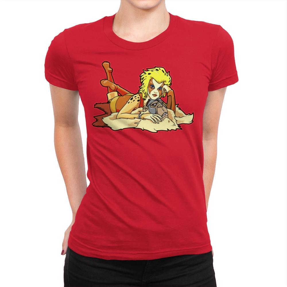 Pin-up Cheetah - Womens Premium T-Shirts RIPT Apparel Small / Red