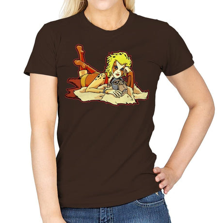 Pin-up Cheetah - Womens T-Shirts RIPT Apparel Small / Dark Chocolate