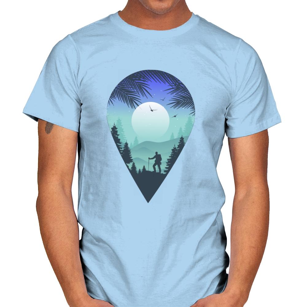 Pin Your Destination - Mens T-Shirts RIPT Apparel Small / Light Blue