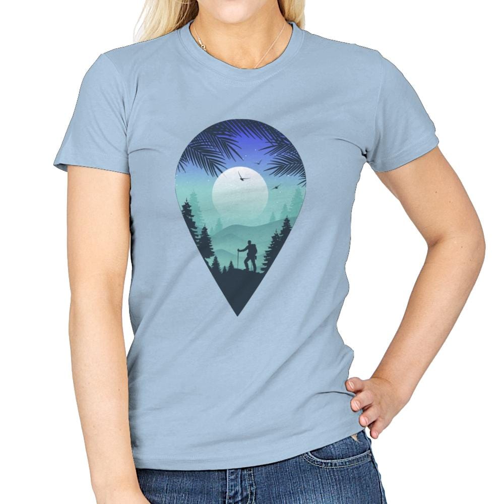 Pin Your Destination - Womens T-Shirts RIPT Apparel Small / Light Blue