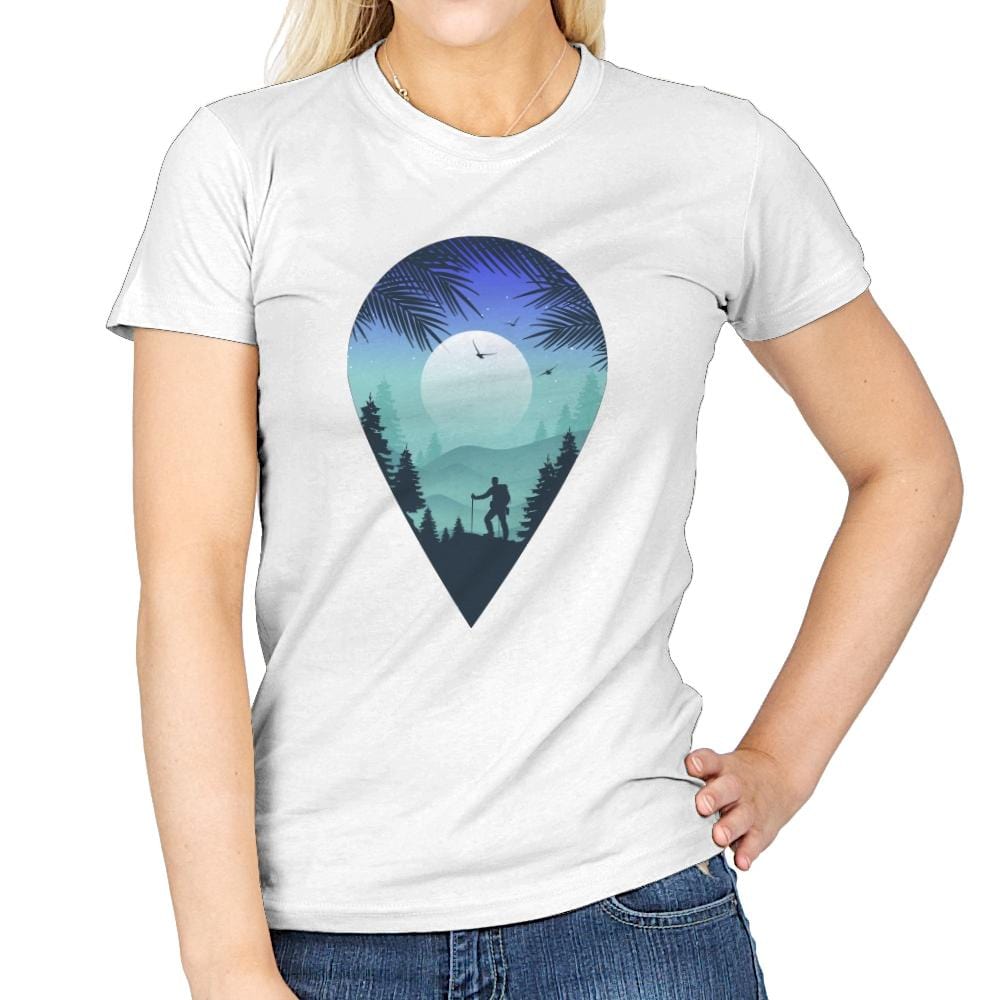 Pin Your Destination - Womens T-Shirts RIPT Apparel Small / White