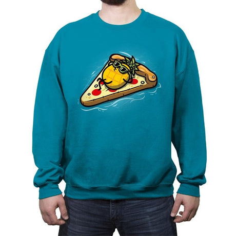 Pineapple Loves Pizza - Crew Neck Sweatshirt Crew Neck Sweatshirt RIPT Apparel Small / Antique Sapphire