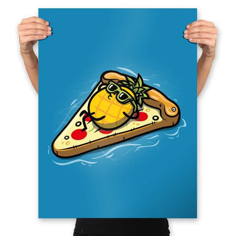 Pineapple Loves Pizza - Prints Posters RIPT Apparel 18x24 / Sapphire