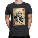 Pirate Hunter woodblock - Mens Premium T-Shirts RIPT Apparel Small / Heavy Metal