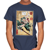 Pirate Hunter woodblock - Mens T-Shirts RIPT Apparel Small / Navy