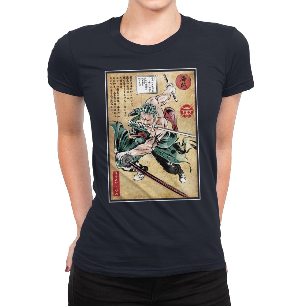 Pirate Hunter woodblock - Womens Premium T-Shirts RIPT Apparel