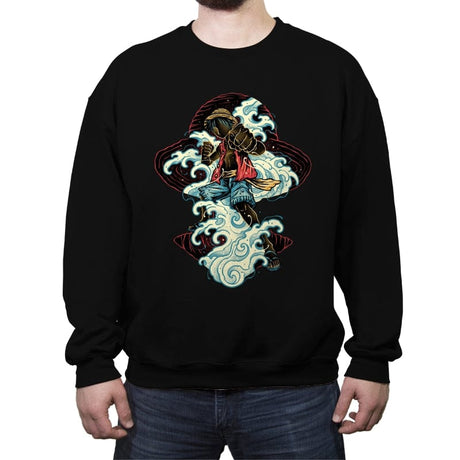 Pirate King Waves - Crew Neck Sweatshirt Crew Neck Sweatshirt RIPT Apparel Small / Black