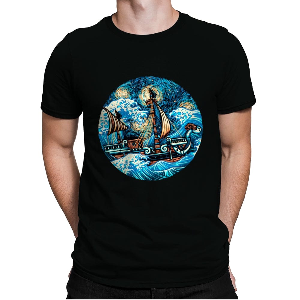 Pirate Waves - Mens Premium T-Shirts RIPT Apparel Small / Black