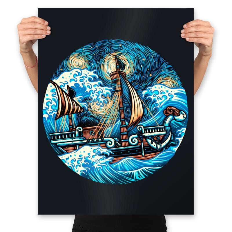 Pirate Waves - Prints Posters RIPT Apparel 18x24 / Black