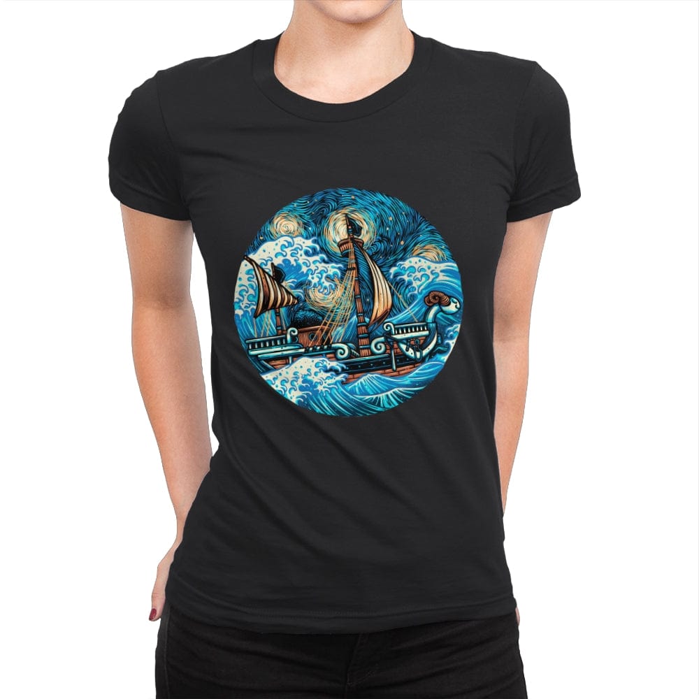 Pirate Waves - Womens Premium T-Shirts RIPT Apparel Small / Black